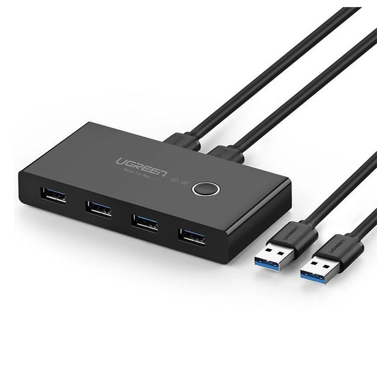 USB хъб UGREEN US216 Кутия за превключване с две споделяния, 4 x USB-A 3.0, черна