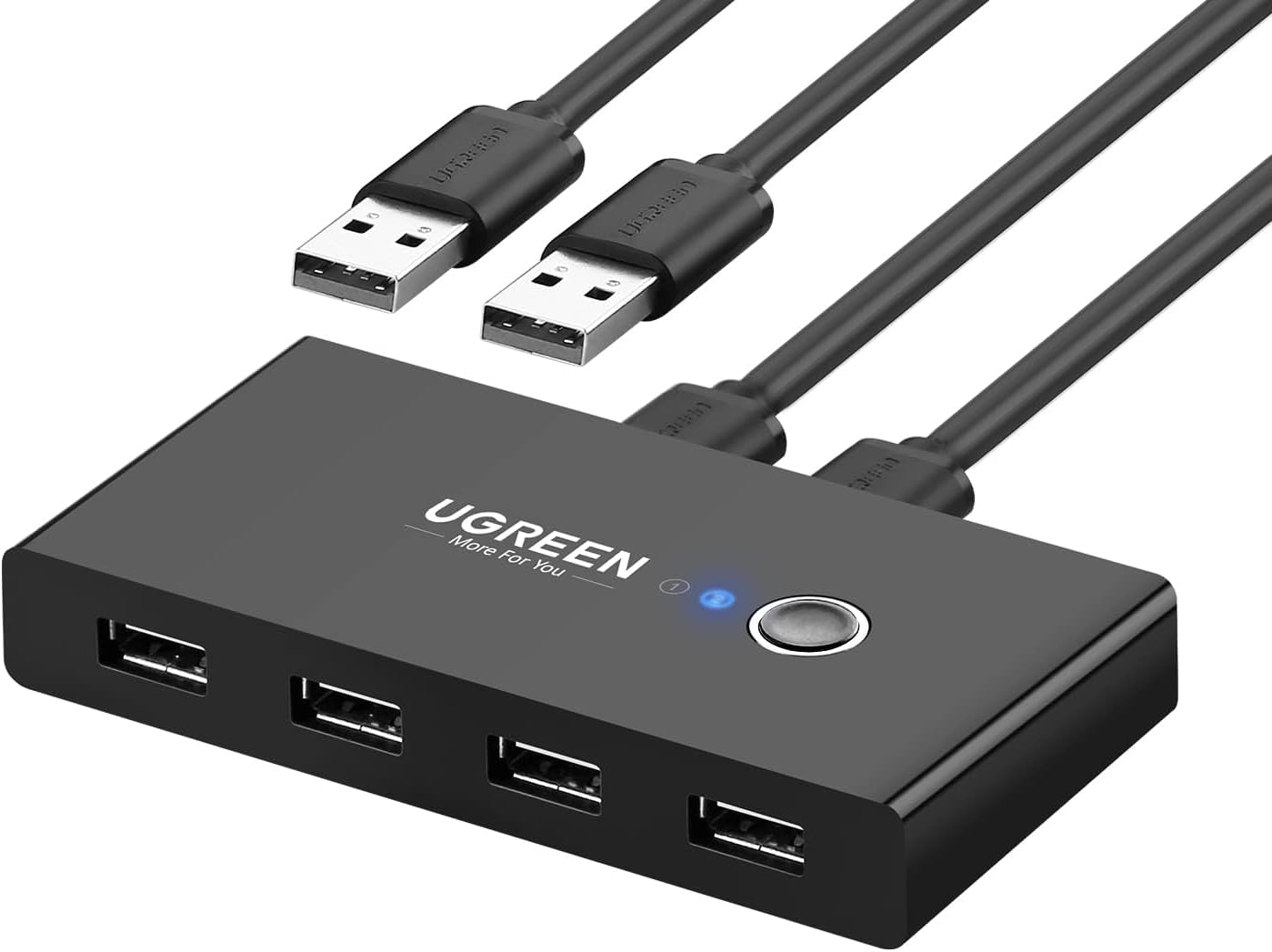 USB превключвател UGREEN US216 (30767) Two Sharing Box, 4 x USB-A, Черен