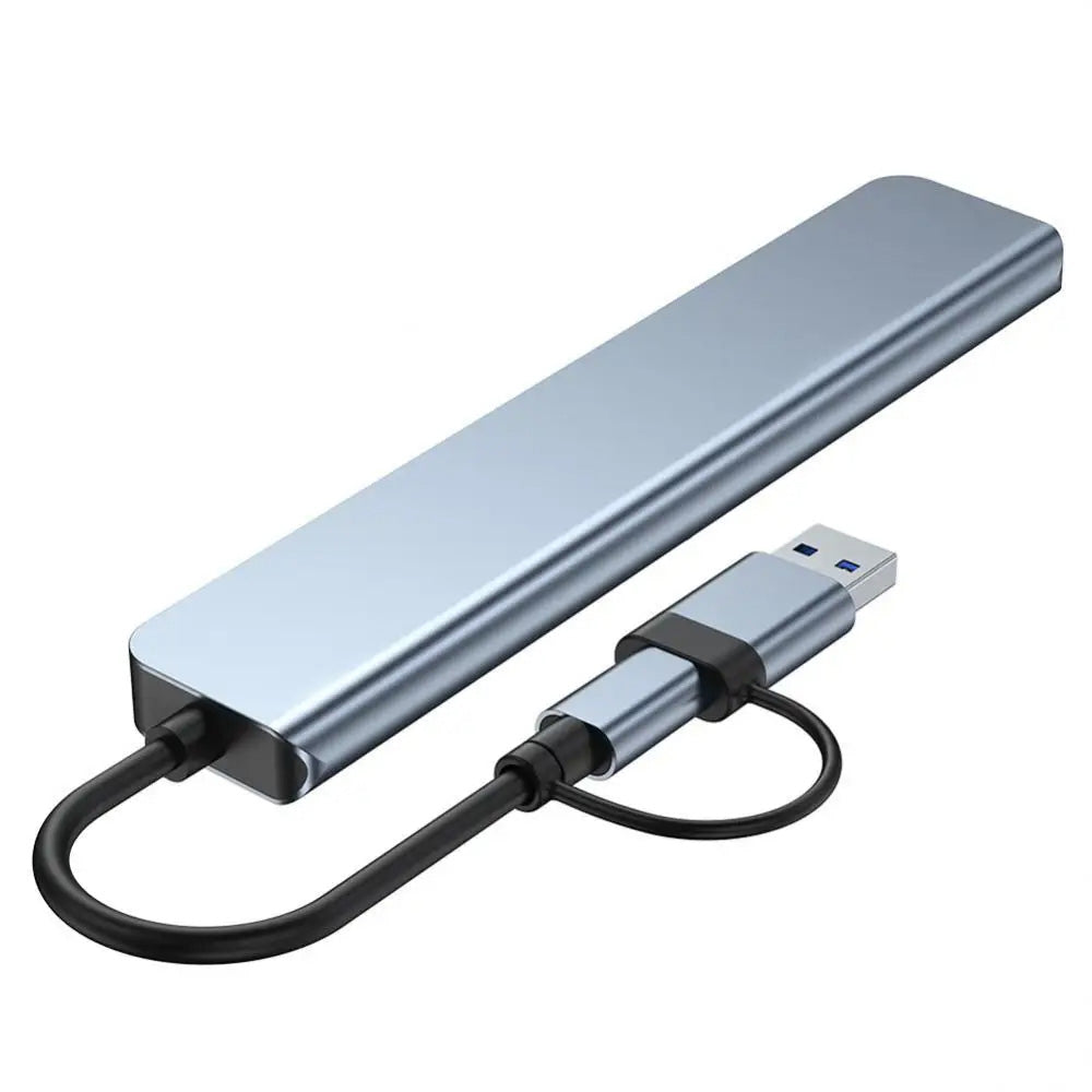 Hub USB / USB-C Techsuit H6 DataBridge, 7в1, Сив