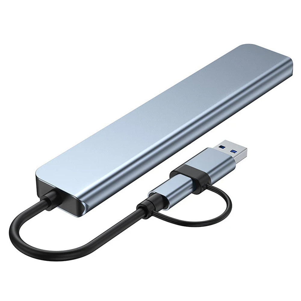 Hub USB / USB-C Techsuit H9 DataBridge, 8в1, Сив