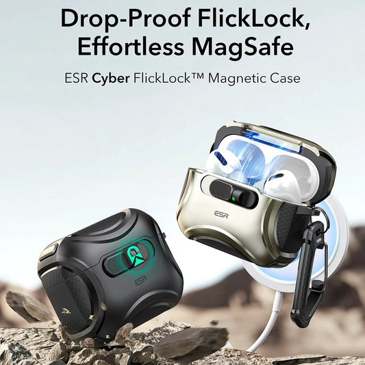 Калъф ESR Cyber FlickLock за Apple AirPods Pro 3, Сив