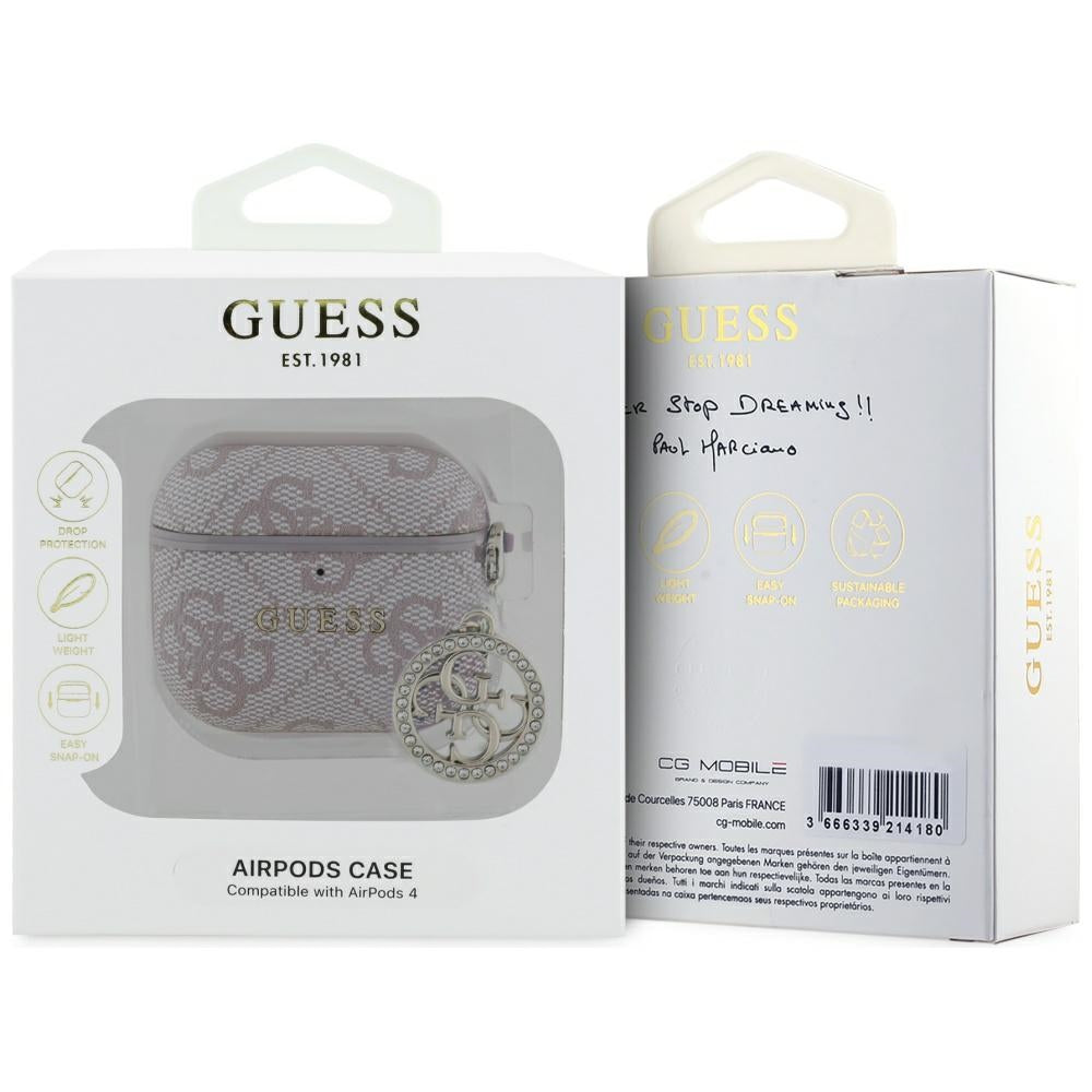 Калъф Guess 4G Strass Charm за Apple AirPods 4, Розов