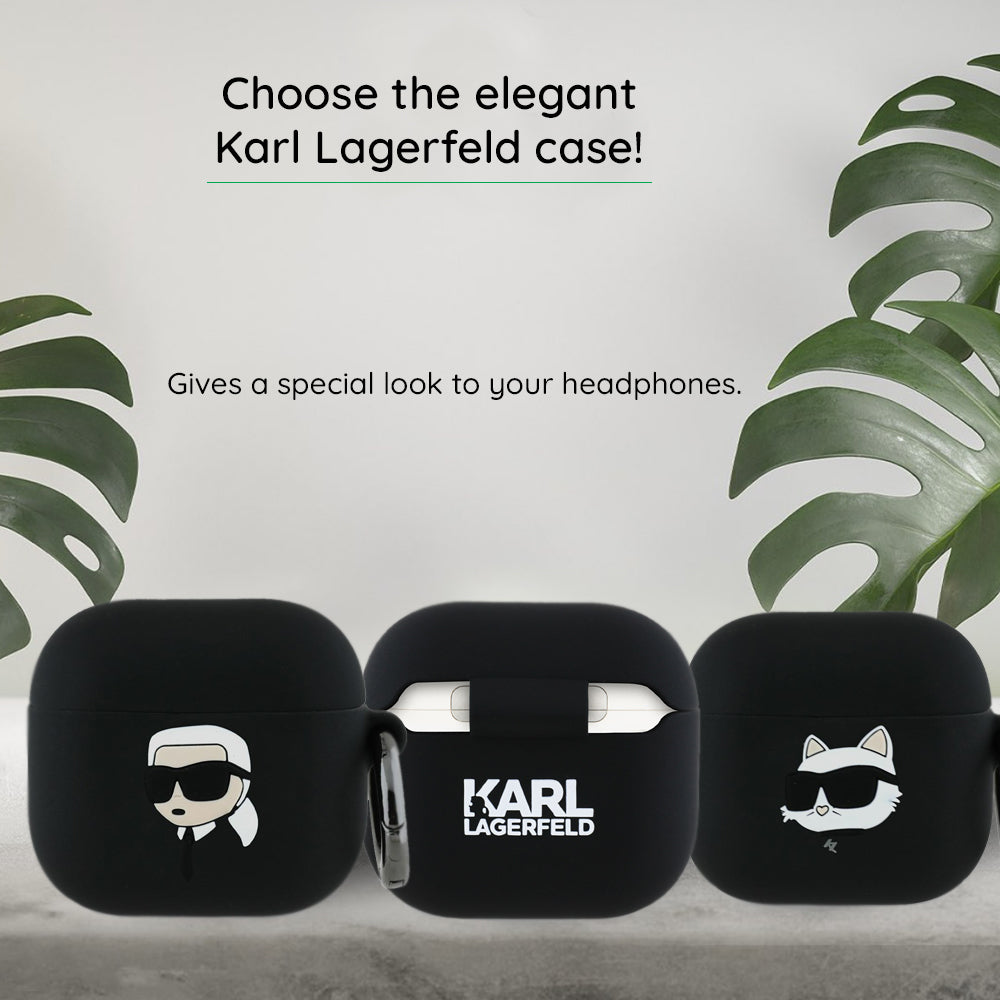 Калъф Karl Lagerfeld 3D Choupette's Head за Apple AirPods 4, Черен