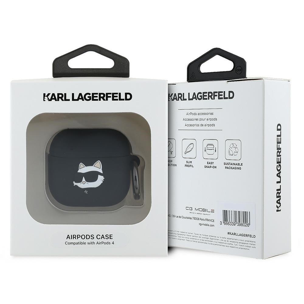 Калъф Karl Lagerfeld 3D Choupette's Head за Apple AirPods 4, Черен
