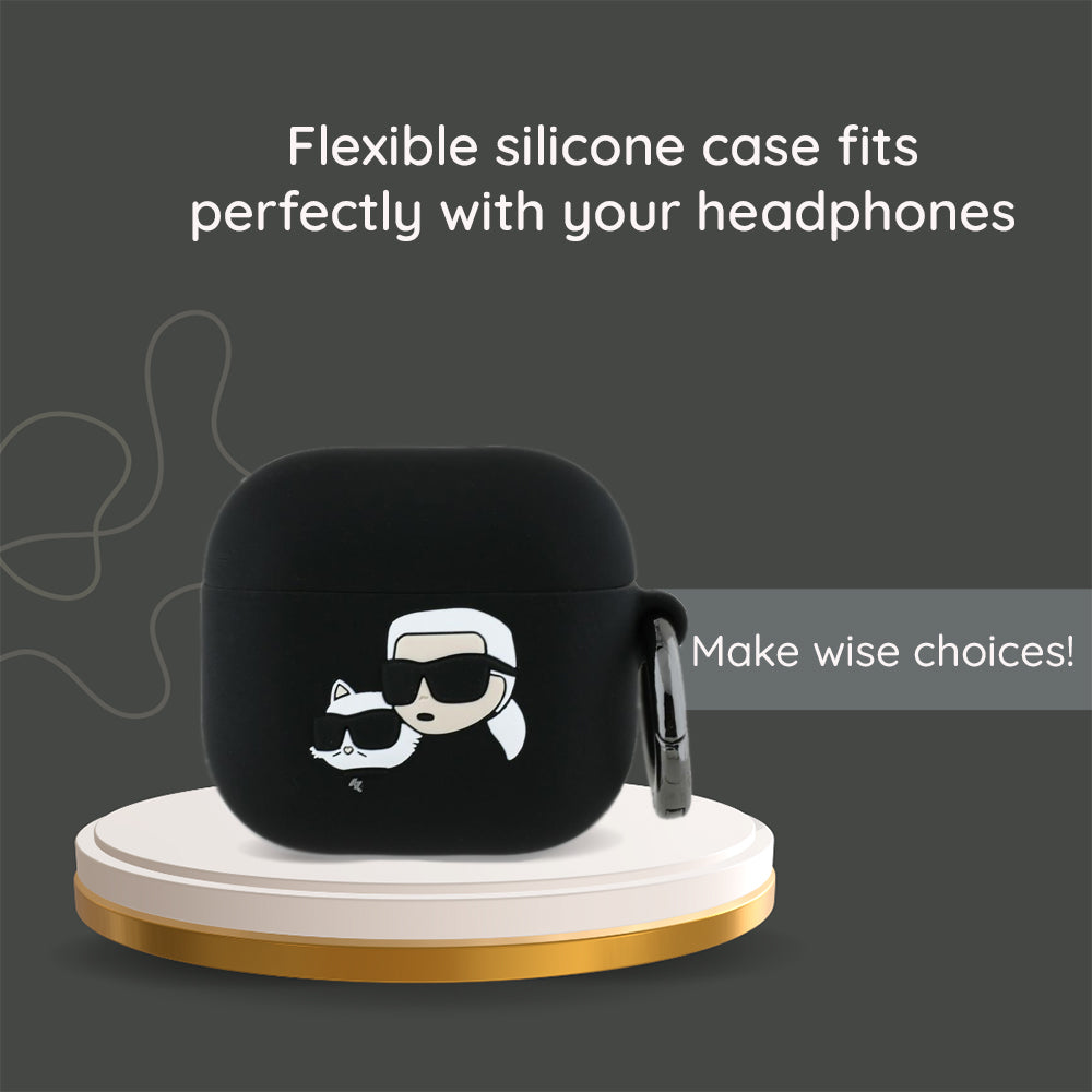Karl Lagerfeld 3D Karl & Choupette's Heads Case for Apple AirPods 4, Black