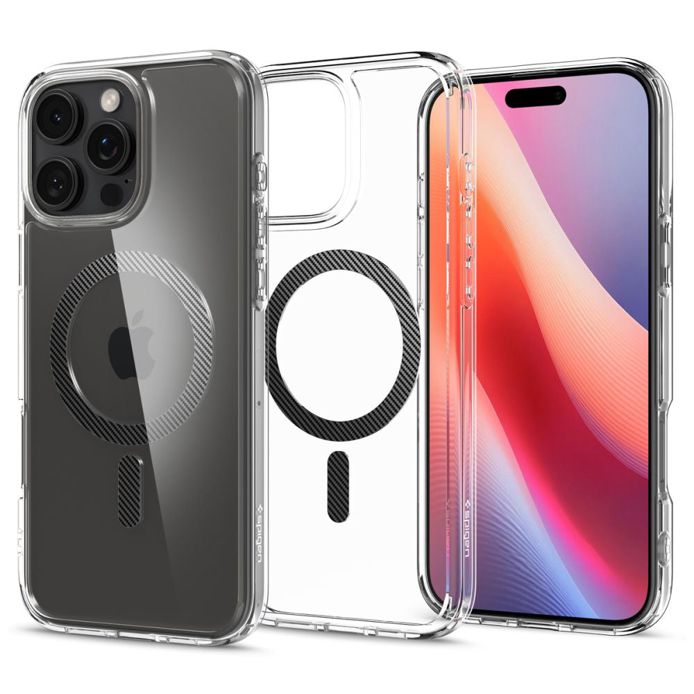 Калъф MagSafe за Apple iPhone 16 Pro, Spigen, Ultra Hybrid Carbon, Сив ACS08131