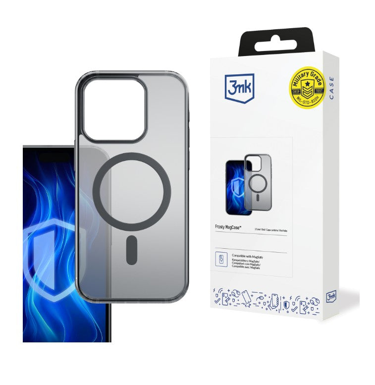 MagSafe калъф за Apple iPhone 16 Pro Max, 3MK, Frosty MagCase, Черен