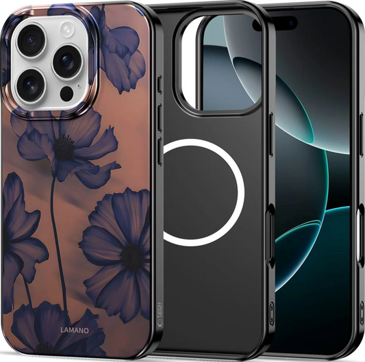 Калъф MagSafe за Apple iPhone 16 Pro Max, Tech-Protect, Lamano Velvet Night, Черен