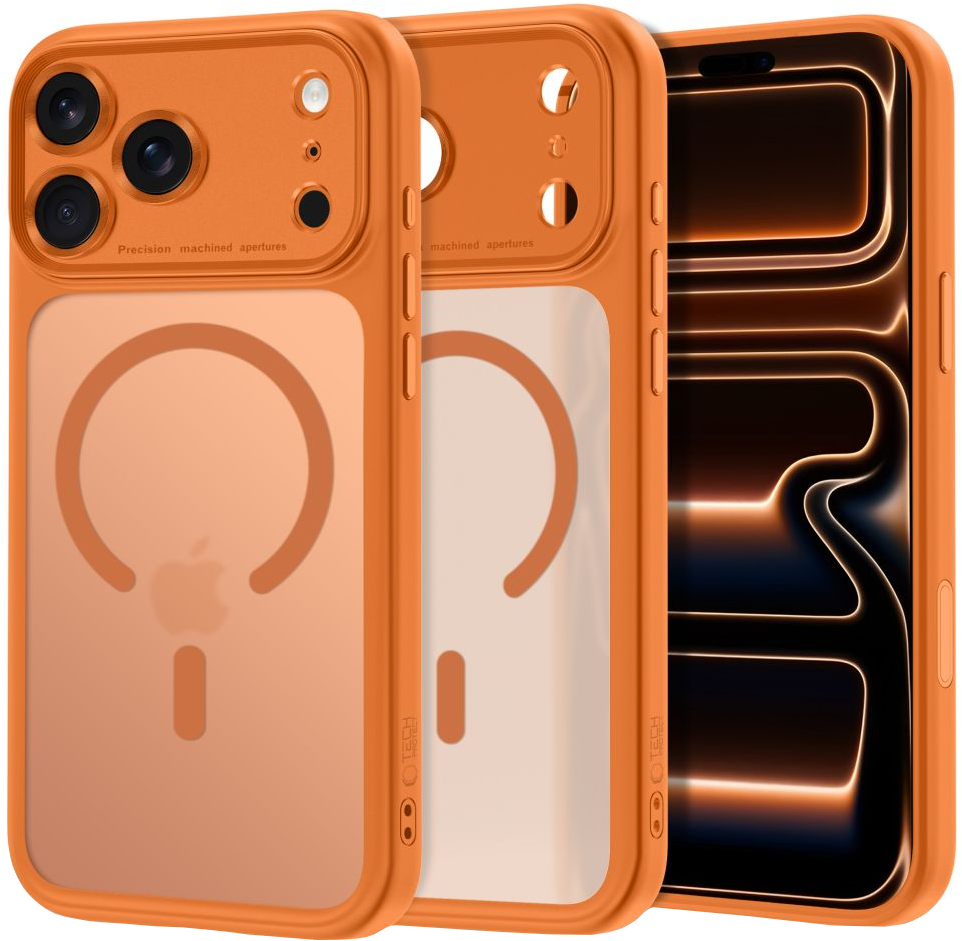 Калъф MagSafe за Apple iPhone 18 Pro Max / 17 Pro Max, Tech-Protect, MagPeak CC, Матиран оранжев