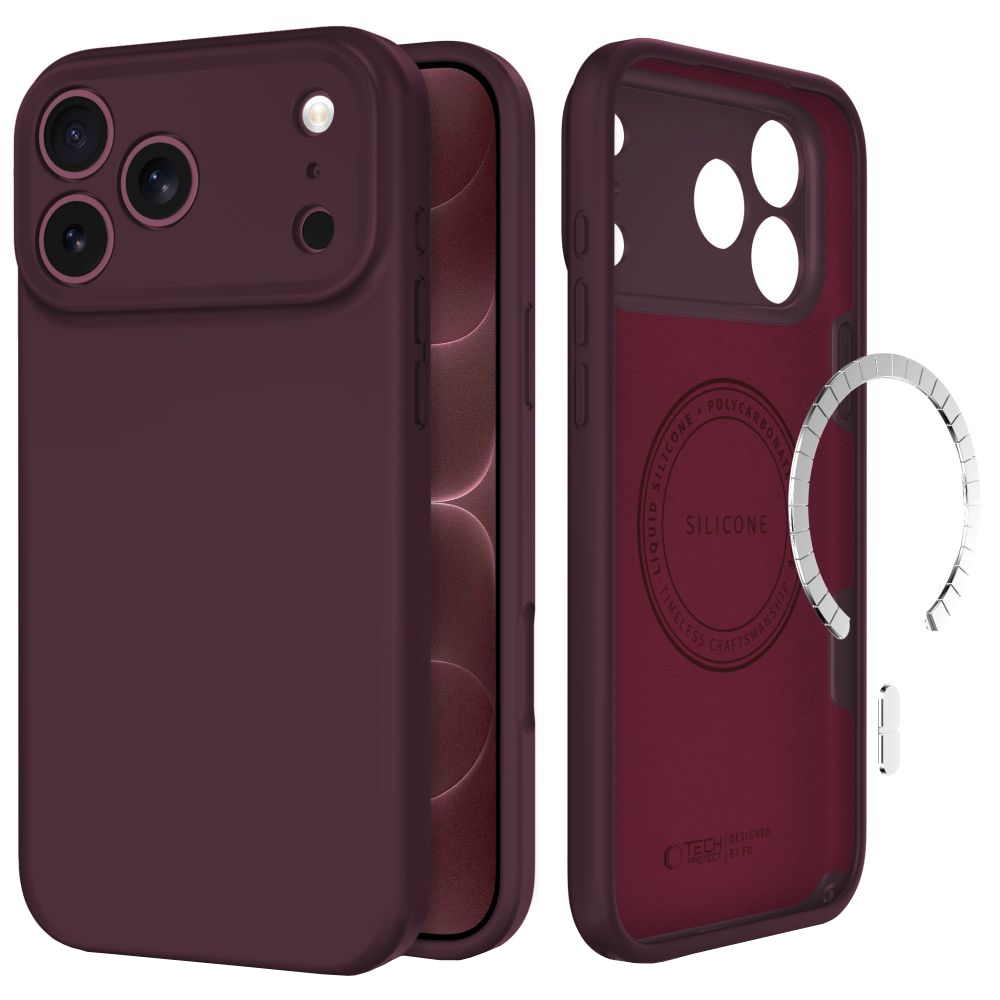 Калъф MagSafe за Apple iPhone 18 Pro / 17 Pro, Tech-Protect, силиконов, цвят бордо