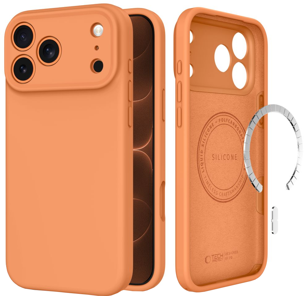 Калъф MagSafe за Apple iPhone 18 Pro Max / 17 Pro Max, Tech-Protect, силиконов, оранжев