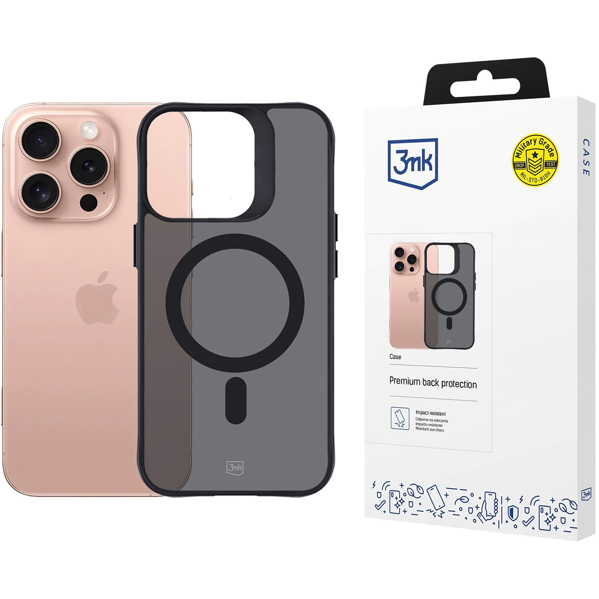 MagSafe калъф за Apple iPhone 16 Pro, 3MK, Smoke MagCase, черен