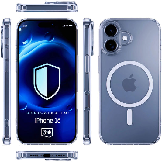MagSafe калъф за Apple iPhone 16 Plus, 3MK, MagCase, MagCase, Прозрачен
