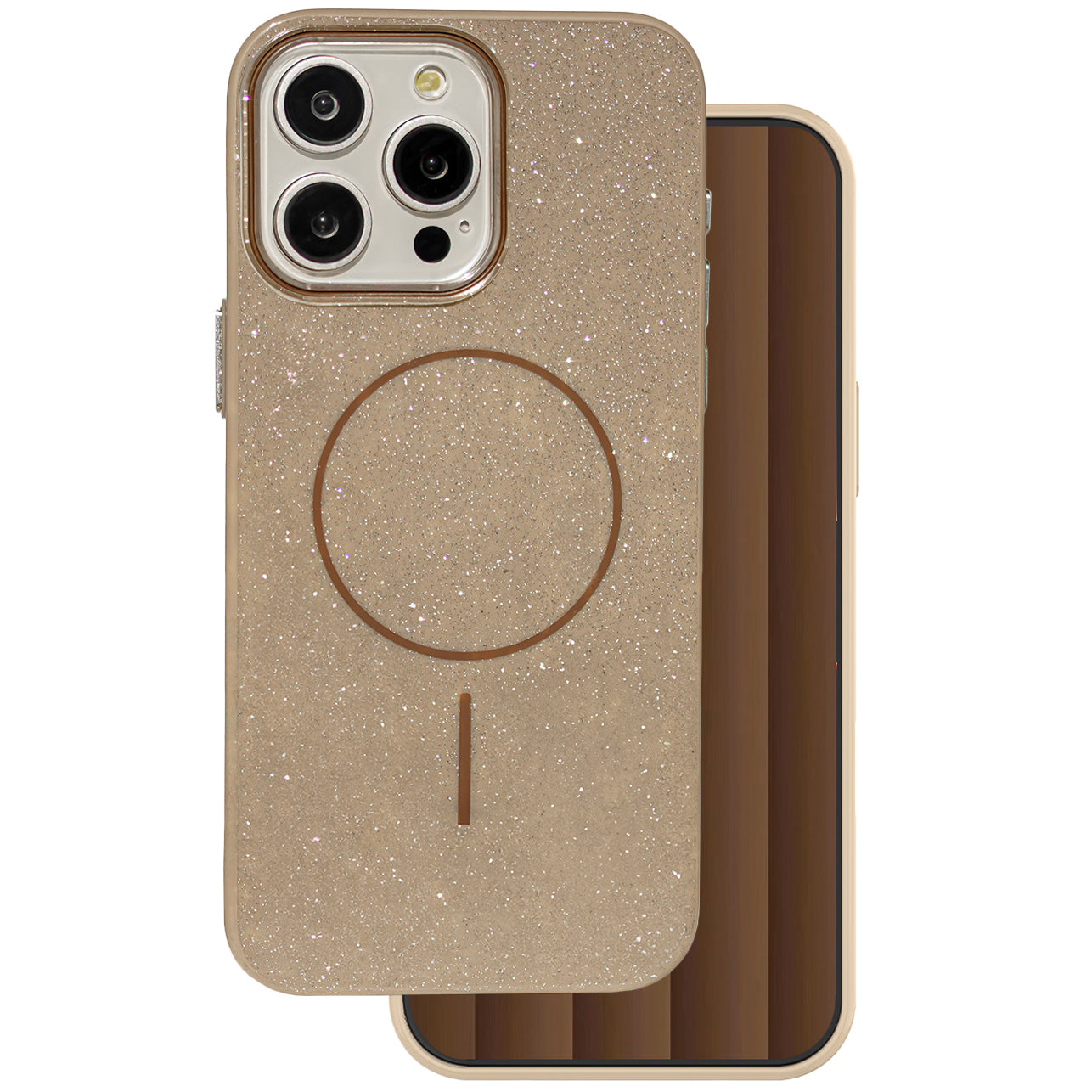 Калъф MagSafe за Apple iPhone 15 Pro, OEM, Glitter Thin Mag, Кафяв