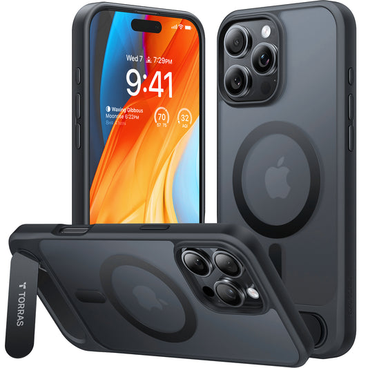 Калъф MagSafe за Apple iPhone 16 Pro, Torras, Pstand, Черен