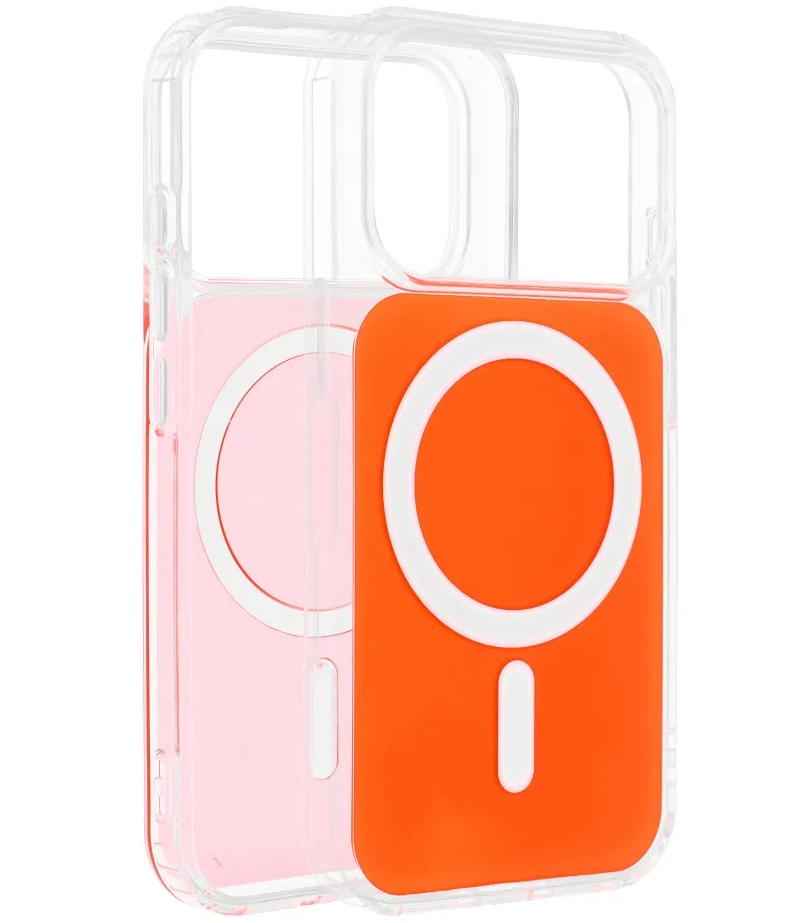 MagSafe калъф за Apple iPhone 17e / 16e, OEM, Clear Fusion Mag Cover, Оранжев