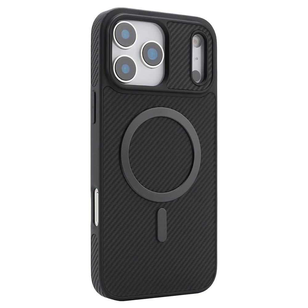 Калъф MagSafe за Apple iPhone 17 Pro Max, OEM, Carbon Metal Ring, Черен