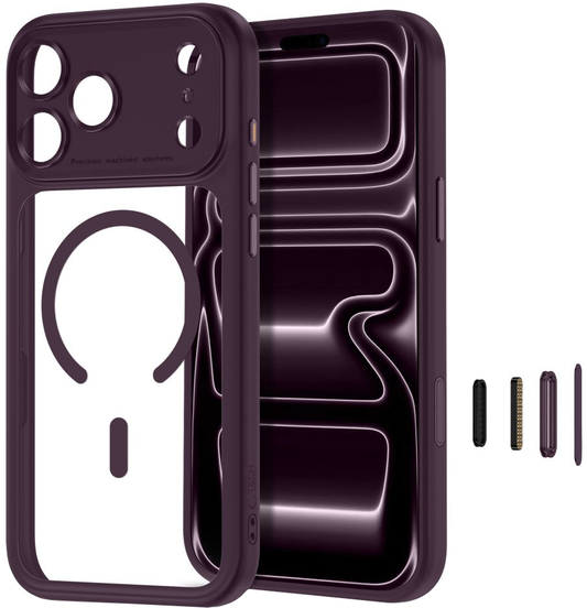 Калъф MagSafe за Apple iPhone 18 Pro Max / 17 Pro Max, Tech-Protect, MagPeak CC, Прозрачен бордо