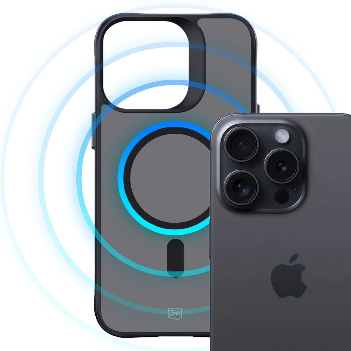 MagSafe калъф за Apple iPhone 15 Pro Max, 3MK, Smoke MagCase, черен