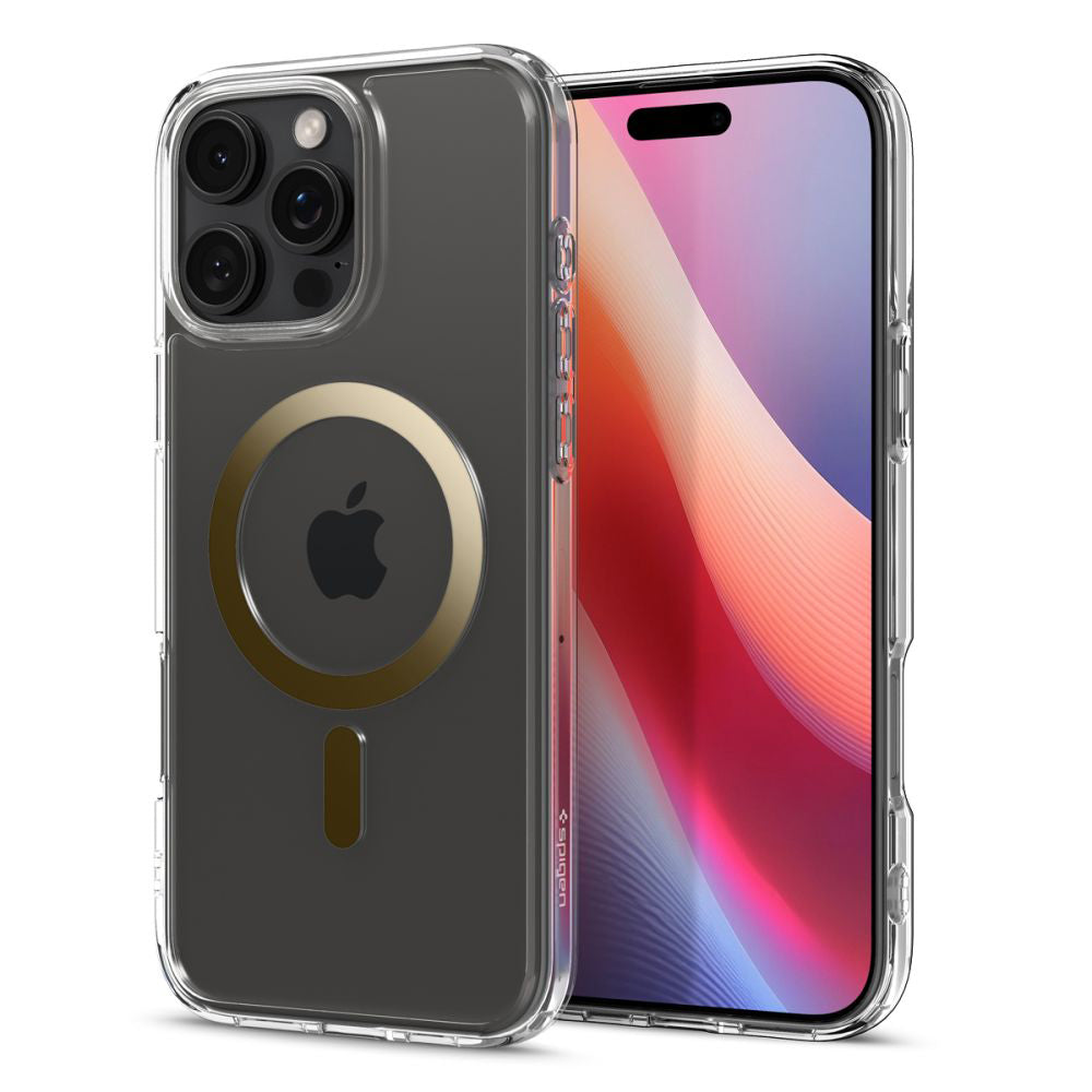 Калъф MagSafe за Apple iPhone 16 Pro Max, Spigen, Ultra Hybrid, Златист ACS08001