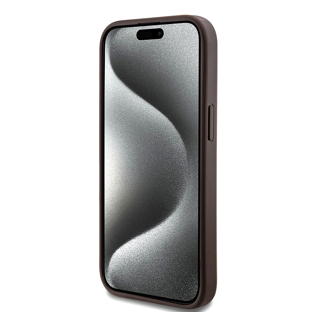 Калъф MagSafe за Apple iPhone 15 Plus, Guess, 4G Colored Ring, Кафяв GUHMP15MG4GFRW