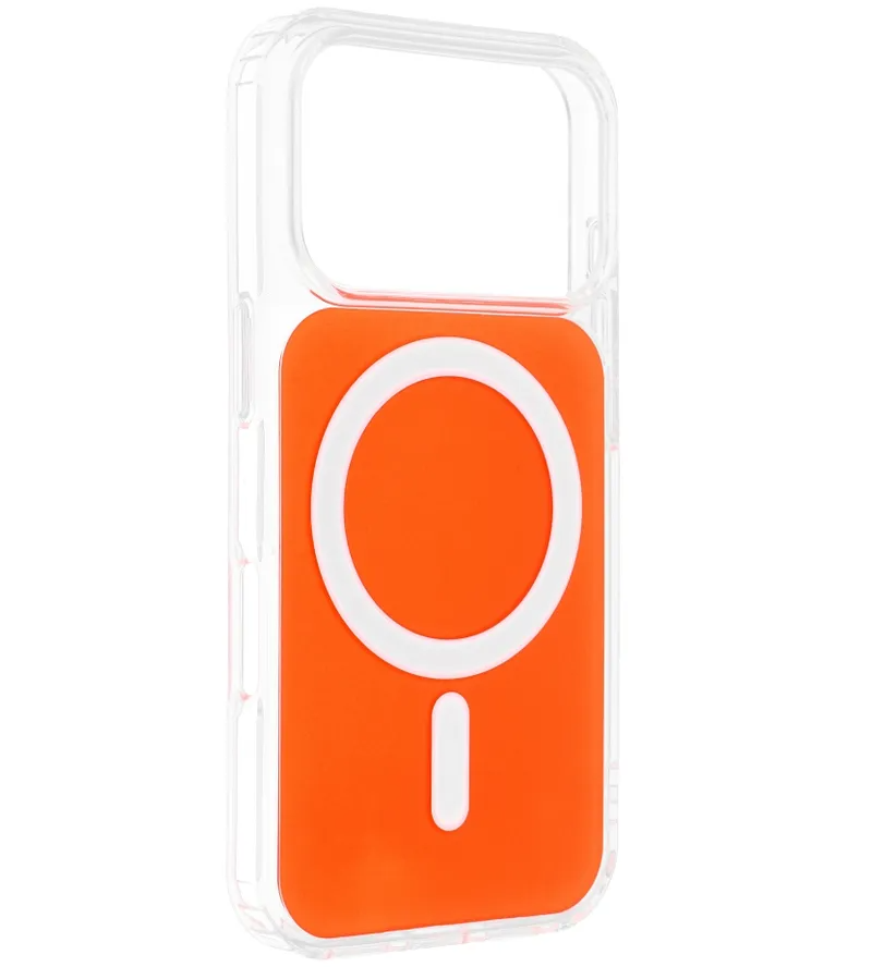 MagSafe калъф за Apple iPhone 17e / 16e, OEM, Clear Fusion Mag Cover, Оранжев