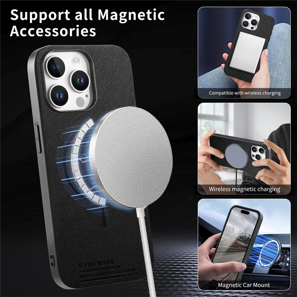 Калъф MagSafe за Apple iPhone 16 Pro Max, OEM, плат, черен