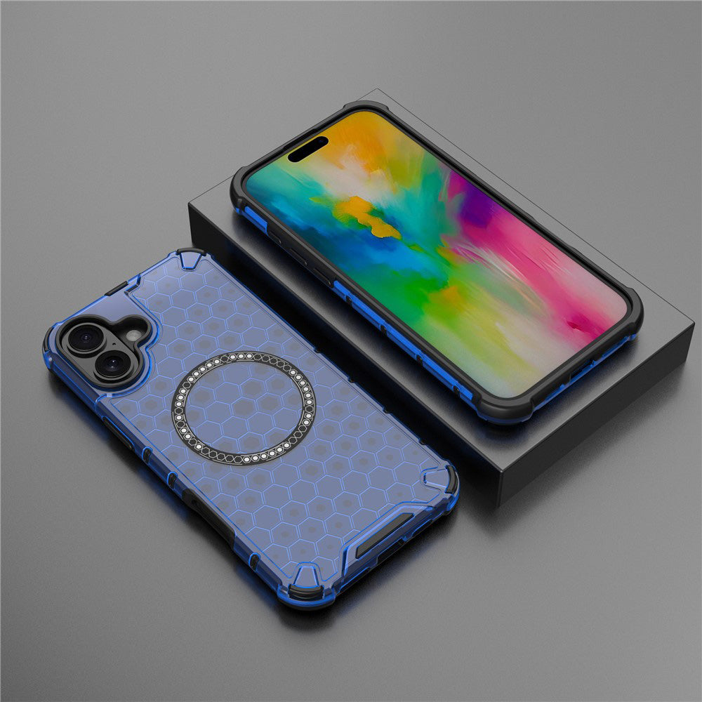 Калъф MagSafe за Apple iPhone 16, Techsuit, HoneyComb Shield, Син