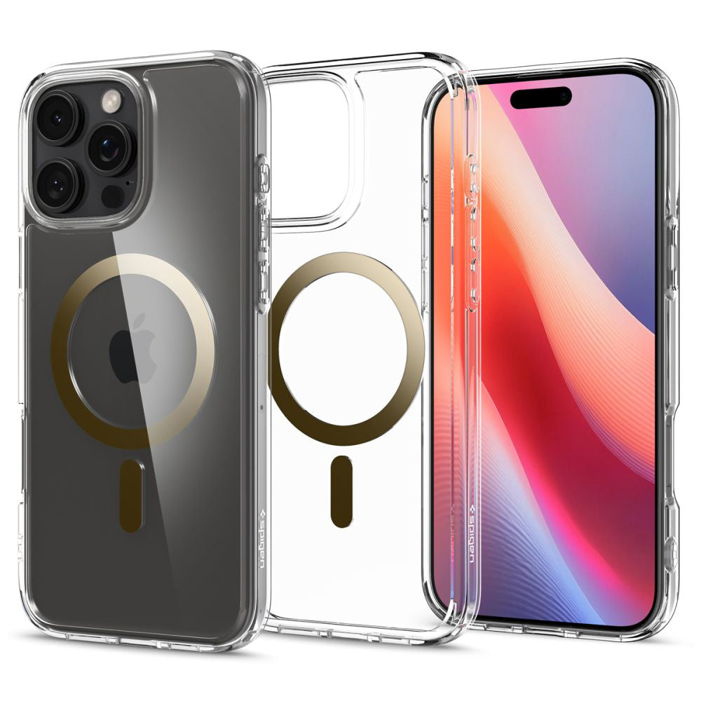 Калъф MagSafe за Apple iPhone 16 Pro Max, Spigen, Ultra Hybrid, Златист ACS08001