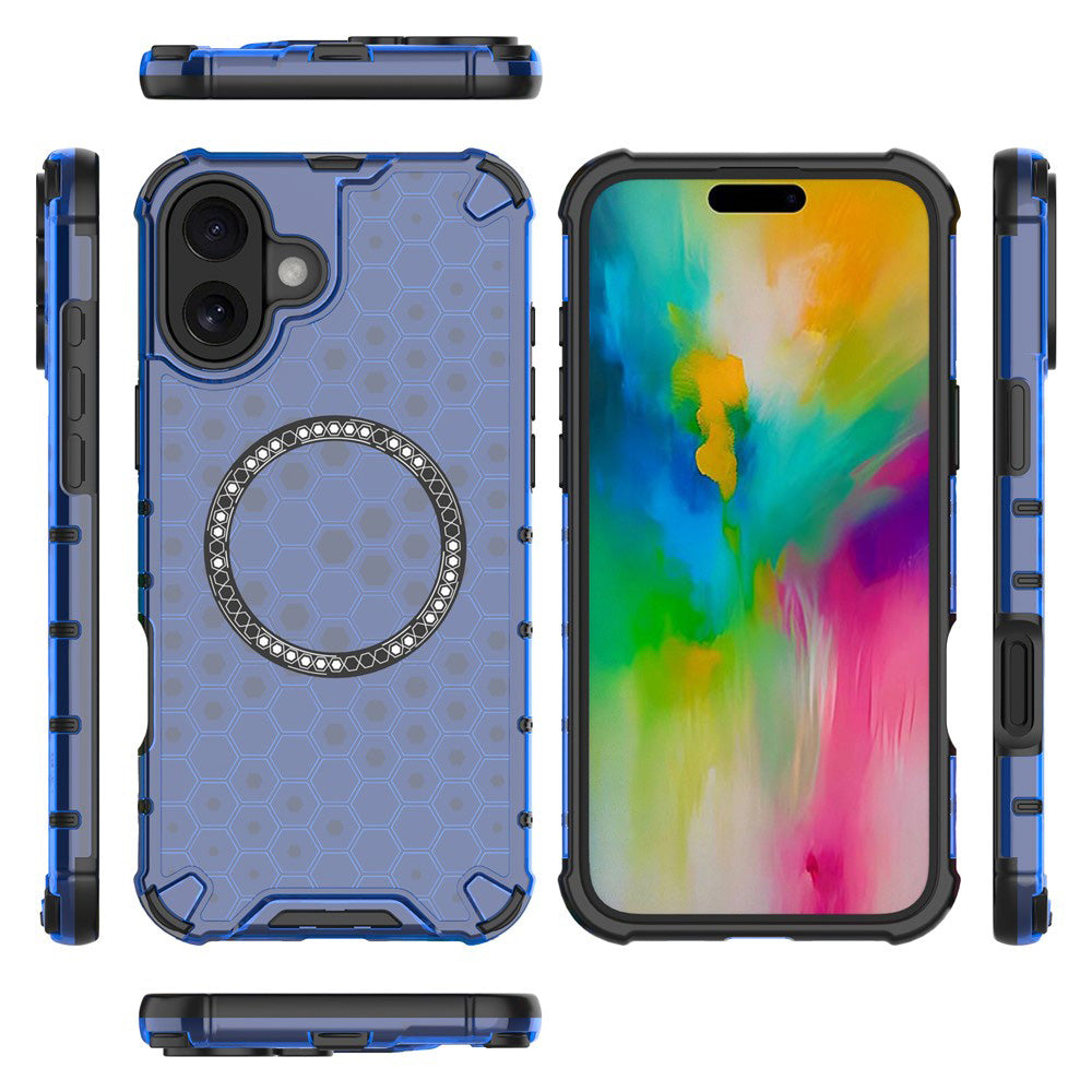 Калъф MagSafe за Apple iPhone 16, Techsuit, HoneyComb Shield, Син