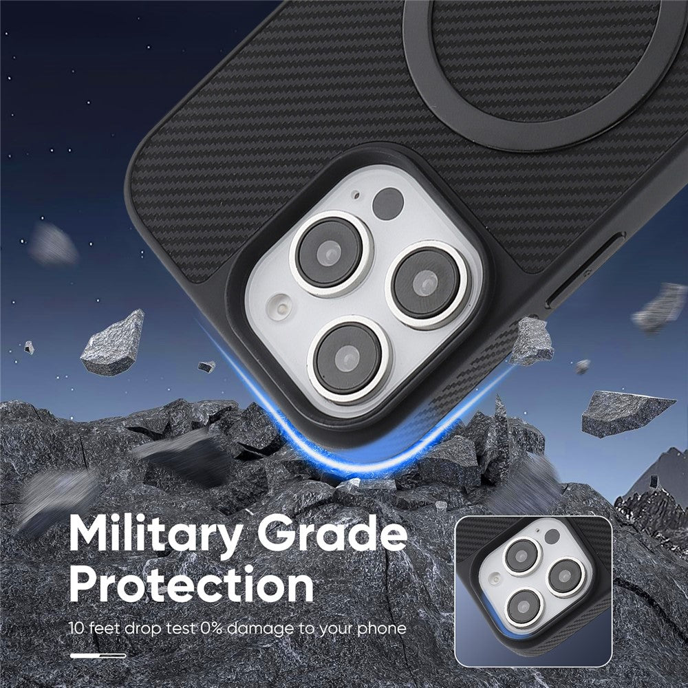 Калъф MagSafe за Apple iPhone 16 Pro Max, OEM, Carbon Metal Ring, Черен