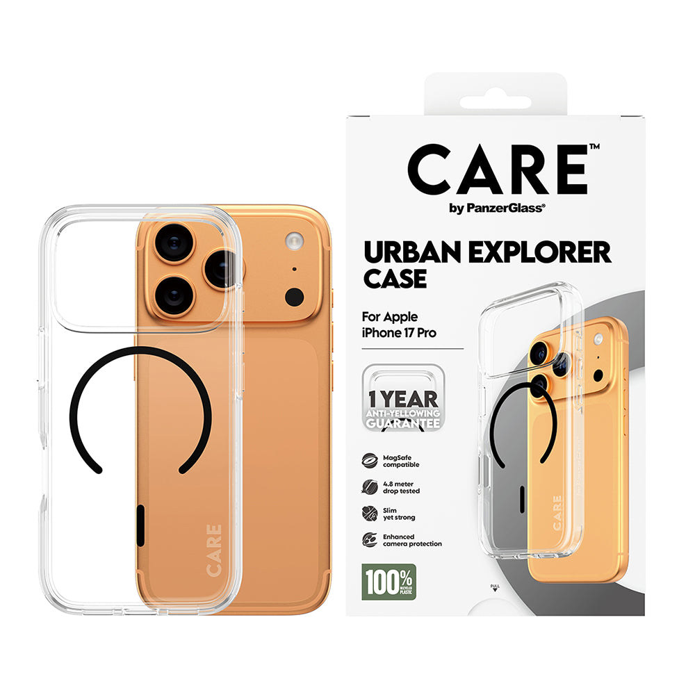 Калъф MagSafe за Apple iPhone 17 Pro, PanzerGlass, Care Urban Explorer, Прозрачен Бял, Повторно запечатан