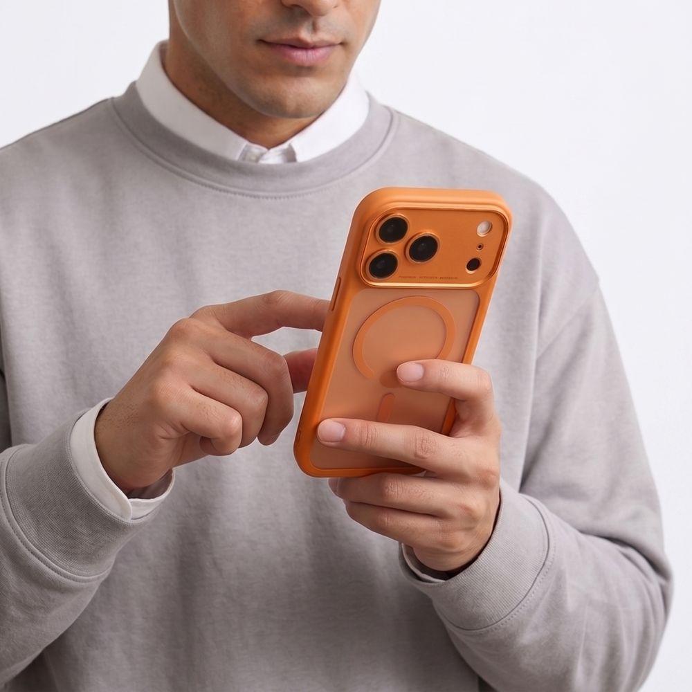 Калъф MagSafe за Apple iPhone 18 Pro Max / 17 Pro Max, Tech-Protect, MagPeak CC, Матиран оранжев
