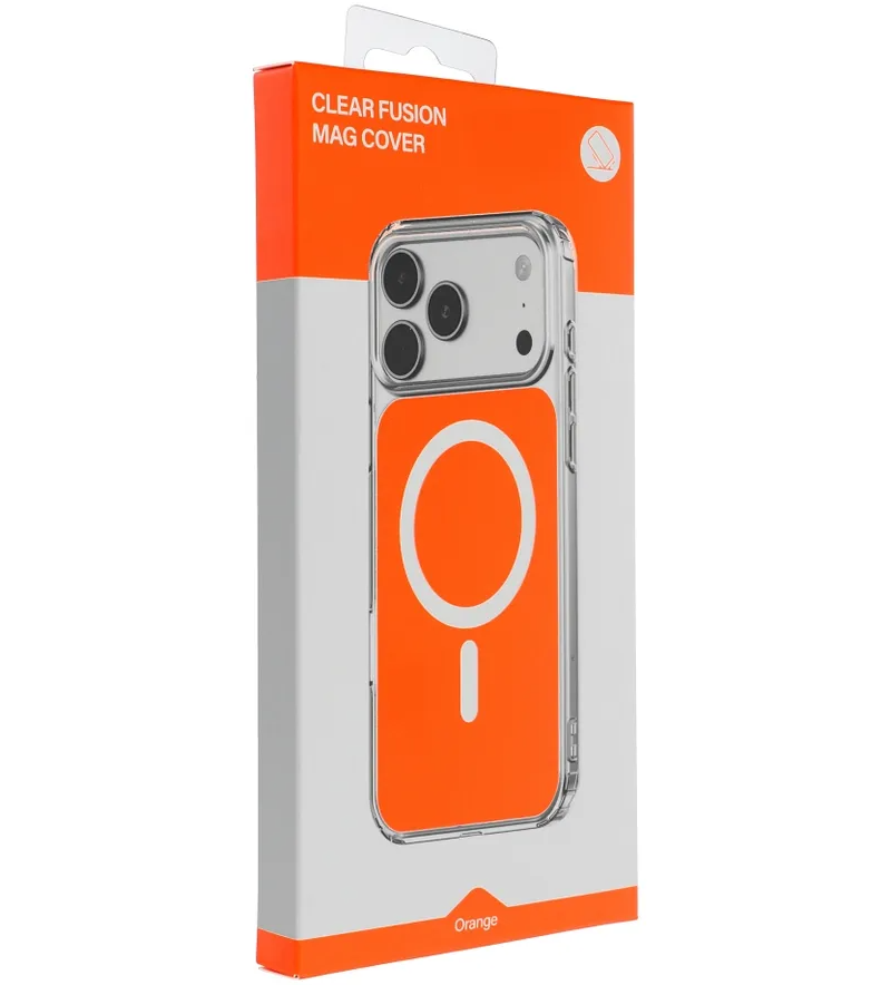 MagSafe калъф за Apple iPhone 17e / 16e, OEM, Clear Fusion Mag Cover, Оранжев