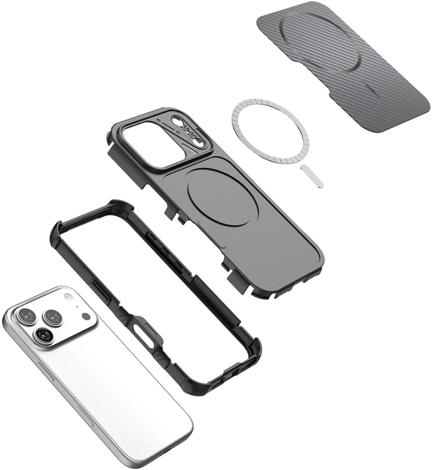 Калъф MagSafe за Apple iPhone 18 Pro / 17 Pro, OEM, защита от карбон и ъгли, черен