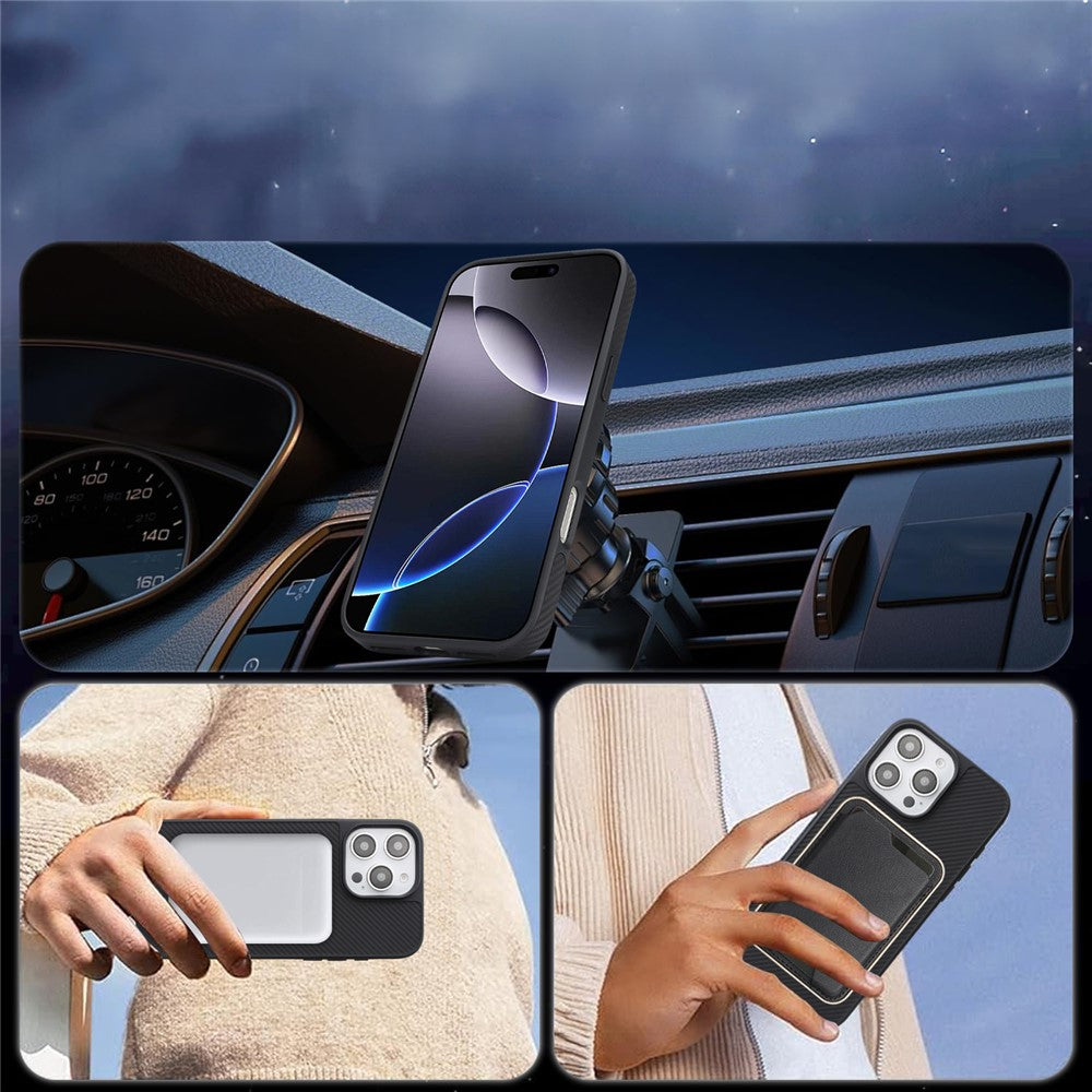 Калъф MagSafe за Apple iPhone 16 Pro, OEM, Carbon Metal Ring, Черен