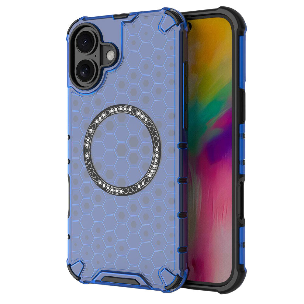 Калъф MagSafe за Apple iPhone 16, Techsuit, HoneyComb Shield, Син