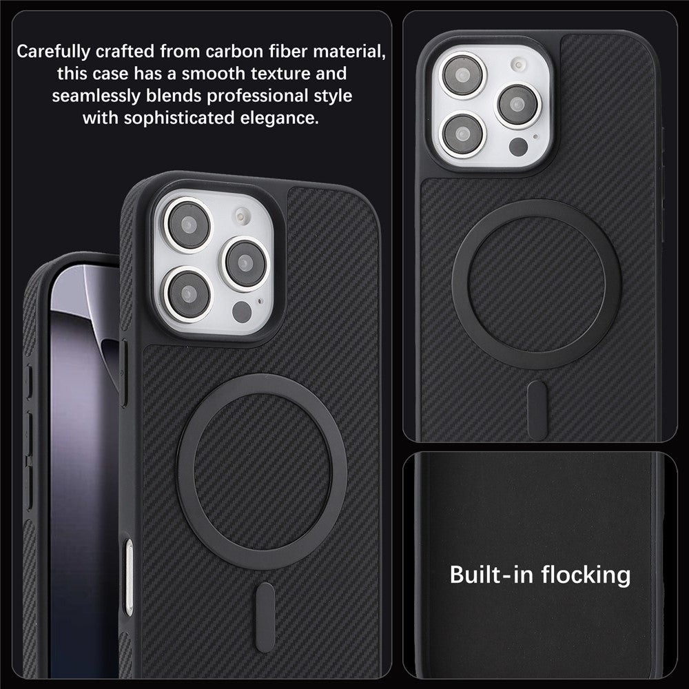 Калъф MagSafe за Apple iPhone 16 Pro Max, OEM, Carbon Metal Ring, Черен