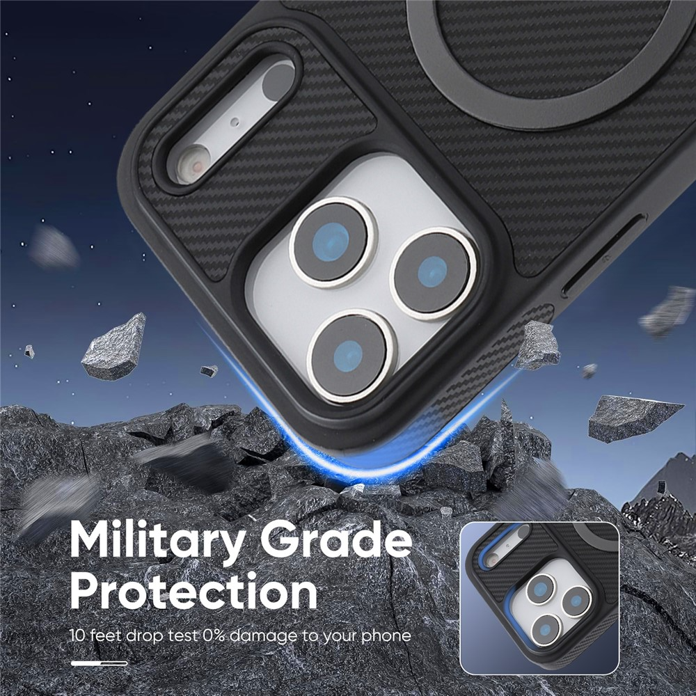 Калъф MagSafe за Apple iPhone 17 Pro Max, OEM, Carbon Metal Ring, Черен