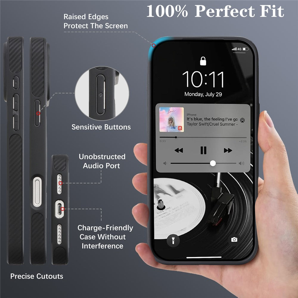 Калъф MagSafe за Apple iPhone 16 Pro Max, OEM, Carbon Metal Ring, Черен