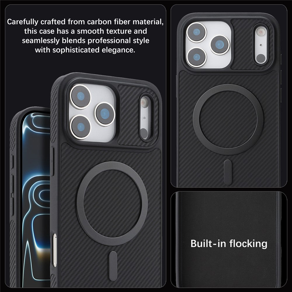 Калъф MagSafe за Apple iPhone 17 Pro, OEM, Carbon Metal Ring, Черен