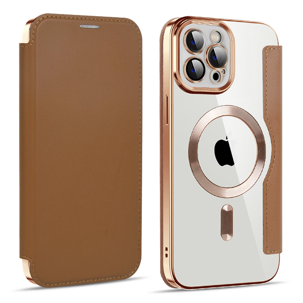 Калъф MagSafe за Apple iPhone 11 Pro Max, Techsuit, SmartMag Book, Кафяв