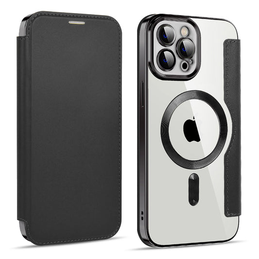 Калъф MagSafe за Apple iPhone 11 Pro Max, Techsuit, SmartMag Book, Черен