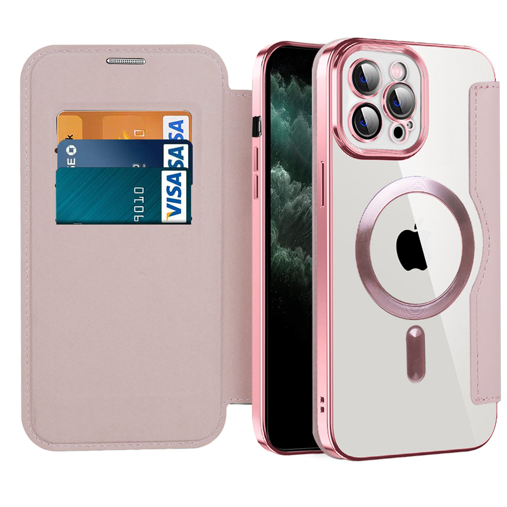 Калъф MagSafe за Apple iPhone 11 Pro Max, Techsuit, SmartMag Book, Розов