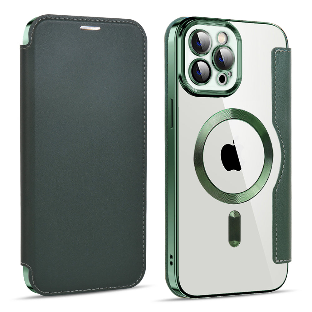 Калъф MagSafe за Apple iPhone 11 Pro Max, Techsuit, SmartMag Book, Зелен