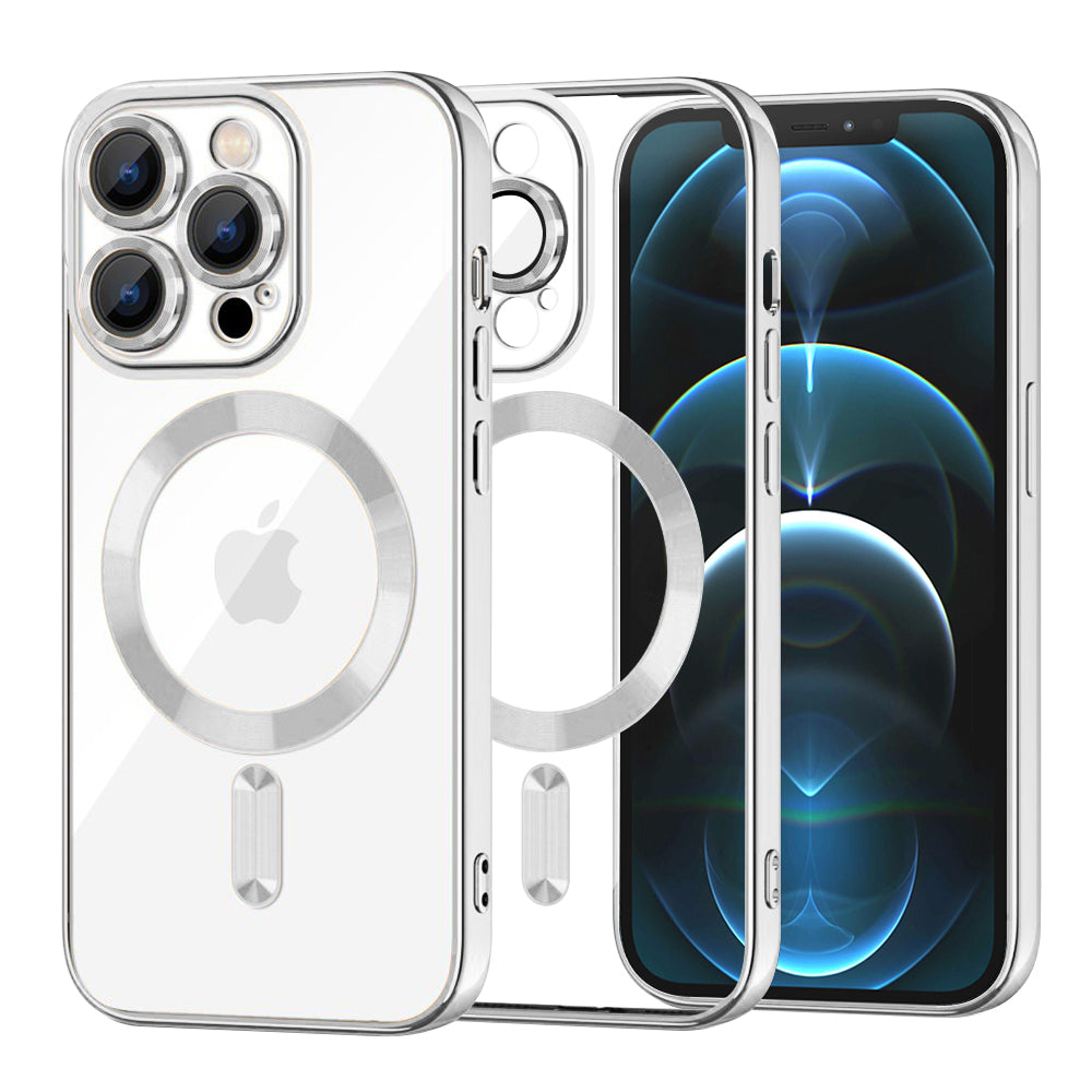 Калъф MagSafe за Apple iPhone 12 Pro Max, Techsuit, Luxury Crystal, Сребрист