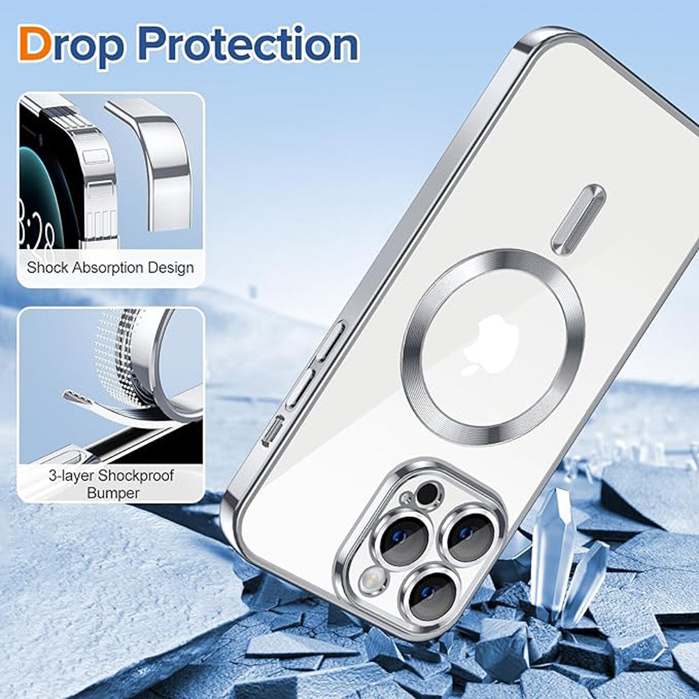 Калъф MagSafe за Apple iPhone 12 Pro Max, Techsuit, Luxury Crystal, Сребрист