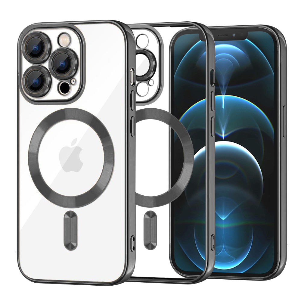 Калъф MagSafe за Apple iPhone 12 Pro Max, Techsuit, Luxury Crystal, Черен