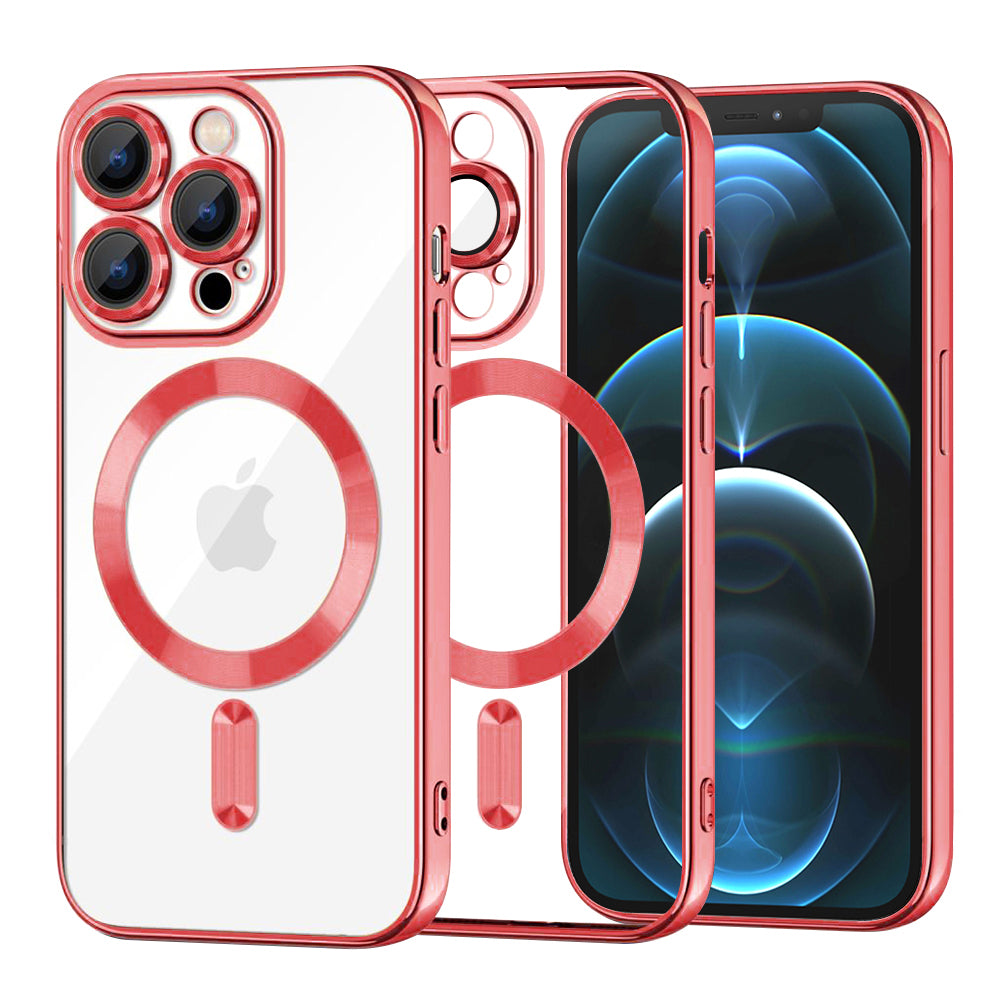 Калъф MagSafe за Apple iPhone 12 Pro Max, Techsuit, Luxury Crystal, Червен