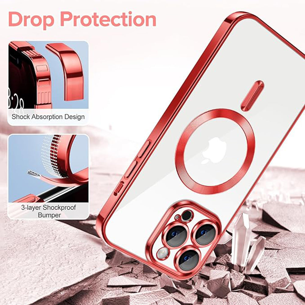 Калъф MagSafe за Apple iPhone 12 Pro Max, Techsuit, Luxury Crystal, Червен